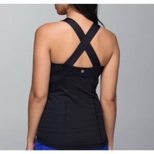 Lululemon Black Cross Back Tank With Shelf Bra No Padding Light Breathable Size4